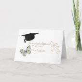 Personalized Graduation with Butterflies and Hat カード (正面)