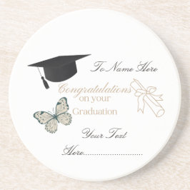 Personalized Graduation with Butterflies and Hat コースター
