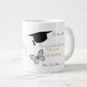 Personalized Graduation with Butterflies and Hat ジャンボコーヒーマグカップ (正面右)