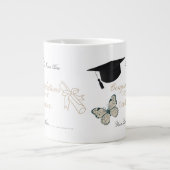 Personalized Graduation with Butterflies and Hat ジャンボコーヒーマグカップ (正面)