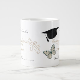 Personalized Graduation with Butterflies and Hat ジャンボコーヒーマグカップ