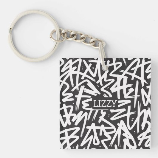 Personalized Graffiti Name Pattern — Custom Urban キーホルダー (正面)
