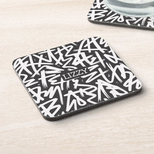Personalized Graffiti Name Pattern — Custom Urban コースター (左側)