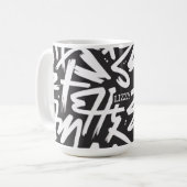 Personalized Graffiti Name Pattern — Custom Urban コーヒーマグカップ (正面左)