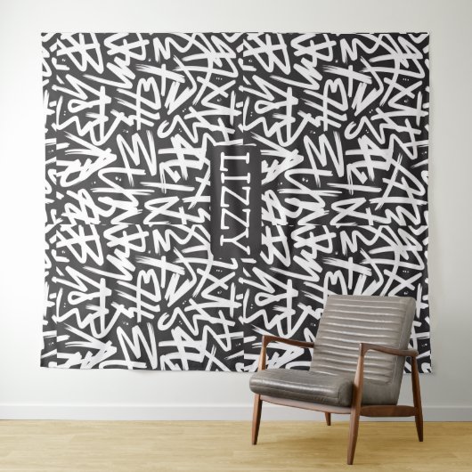 Personalized Graffiti Name Pattern — Custom Urban タペストリー (インサイチュ(横))