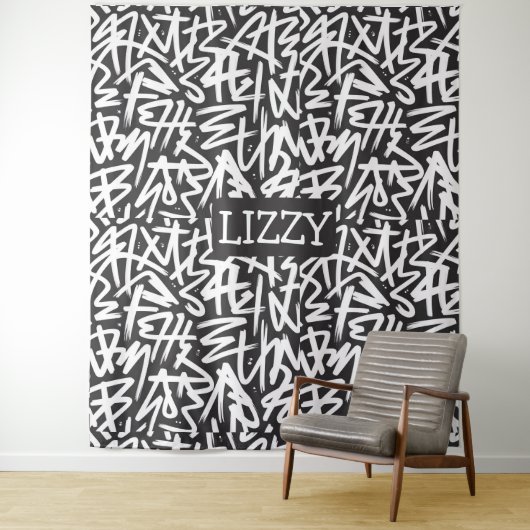 Personalized Graffiti Name Pattern — Custom Urban タペストリー (インサイチュ)