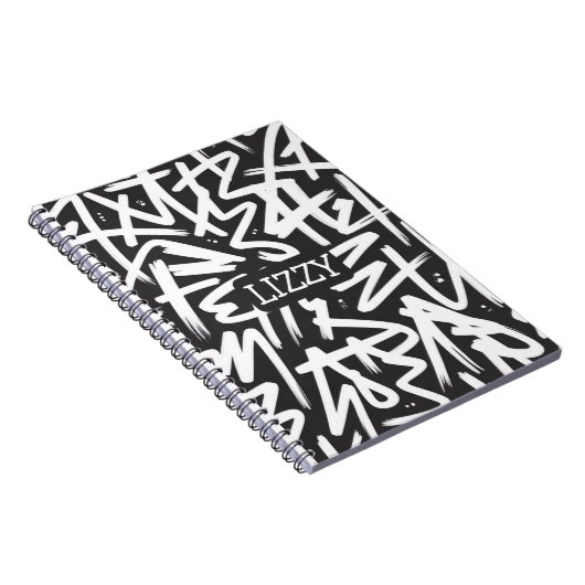 Personalized Graffiti Name Pattern — Custom Urban ノートブック (右側)