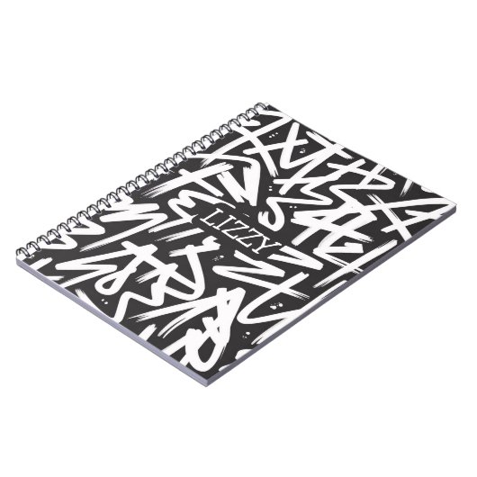 Personalized Graffiti Name Pattern — Custom Urban ノートブック (左側)