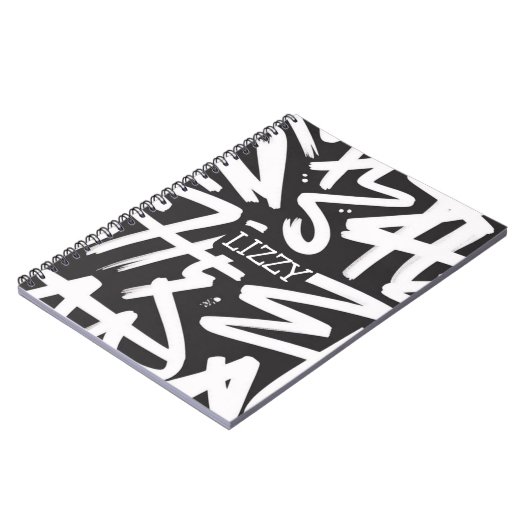 Personalized Graffiti Name Pattern — Custom Urban ノートブック (左側)