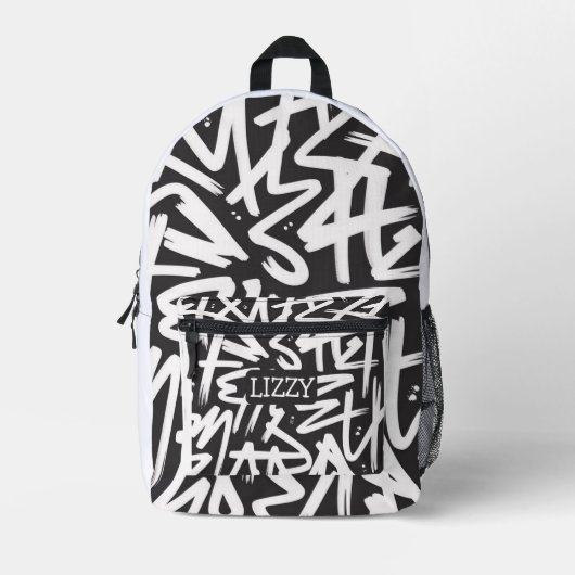 Personalized Graffiti Name Pattern — Custom Urban プリントバックパック (正面)
