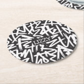 Personalized Graffiti Name Pattern — Custom Urban ラウンドペーパーコースター (アングル)
