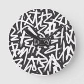 Personalized Graffiti Name Pattern — Custom Urban ラウンド壁時計 (正面)