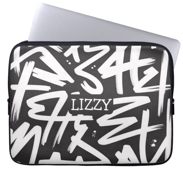 Personalized Graffiti Name Pattern — Custom Urban ラップトップスリーブ (正面)