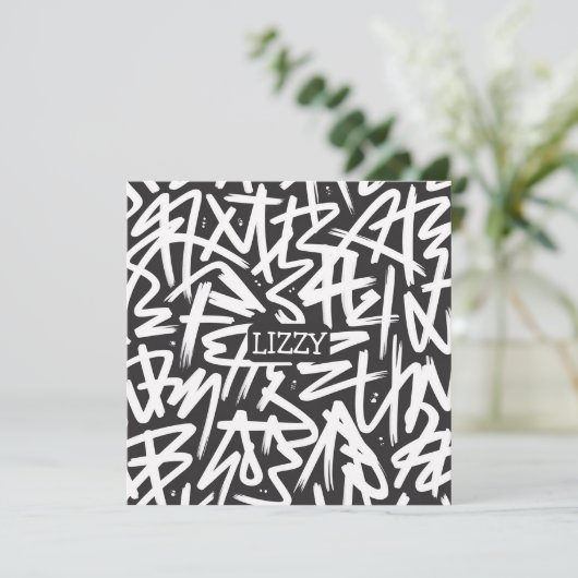 Personalized Graffiti Name Pattern — Custom Urban 招待状 (スタンド正面)