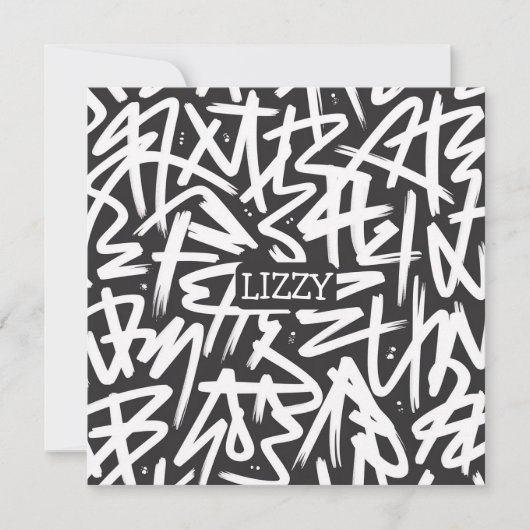 Personalized Graffiti Name Pattern — Custom Urban 招待状 (正面)