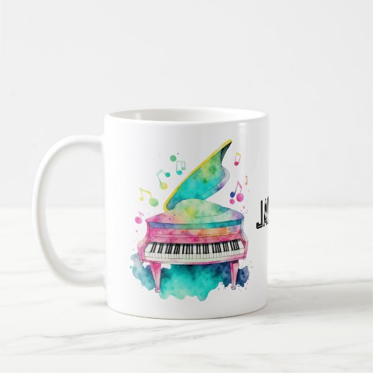 Personalized Grand Piano Mug – Custom Name コーヒーマグカップ (左)