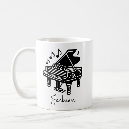 Personalized Grand Piano Mug – Custom Name  コーヒーマグカップ (左)