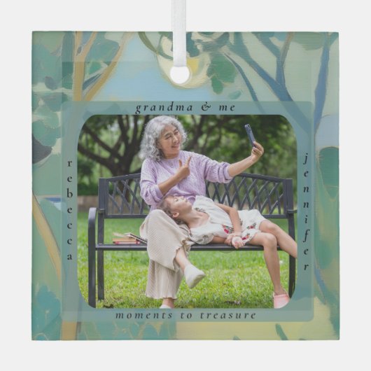 Personalized Grandma and Me Custom Photo Ornament ガラスオーナメント (正面)