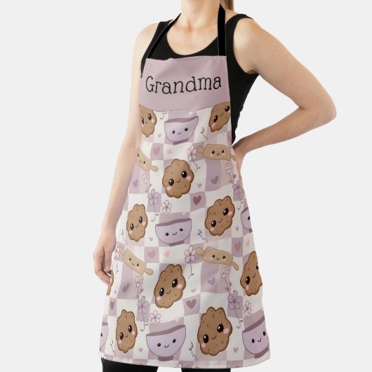 Personalized Grandma Apron Kawaii Cookie Gingham  エプロン (インサイチュ)