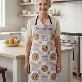Personalized Grandma Apron Kawaii Cookie Gingham  エプロン