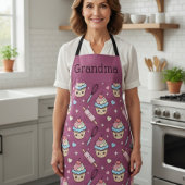 Personalized Grandma Apron Kawaii Pink BlueCupcake エプロン
