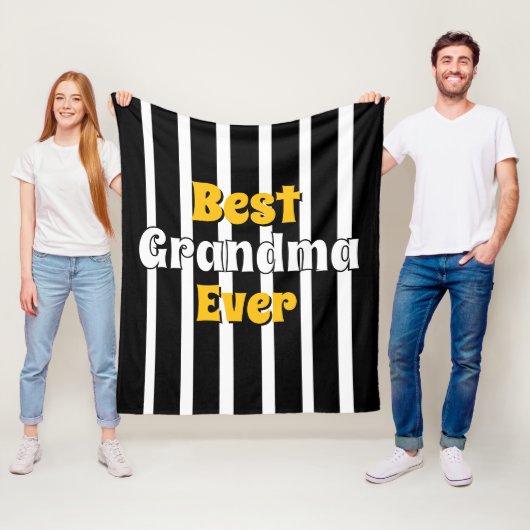 Personalized grandma black &white stripes フリースブランケット (インサイチュ)