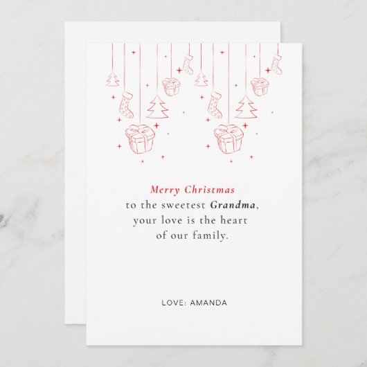 Personalized Grandma Christmas Card 招待状 (正面/裏面)