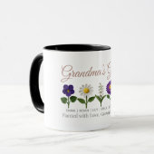 Personalized Grandma Crochet Style Birth Flower コーヒーマグカップ (正面左)