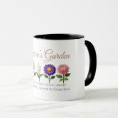 Personalized Grandma Crochet Style Birth Flower コーヒーマグカップ (正面右)