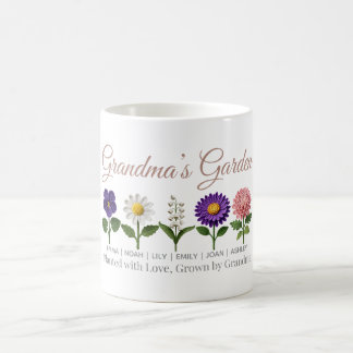 Personalized Grandma Crochet Style Birth Flower コーヒーマグカップ