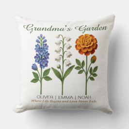 Personalized Grandma Gift Crochet Birth Flowers クッション