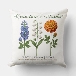 Personalized Grandma Gift Crochet Birth Flowers クッション