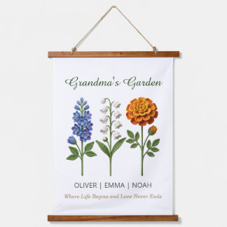 Personalized Grandma Gift Crochet Birth Flowers 吊り下げ型タペストリー