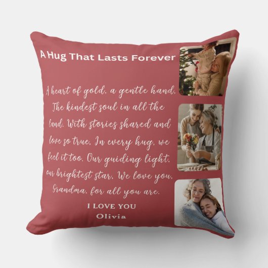 Personalized Grandma Gift - Hug That Lasts Forever クッション (正面)
