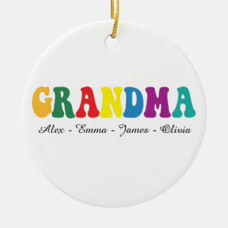 Personalized Grandma Gift with Grandkids’ Names セラミックオーナメント