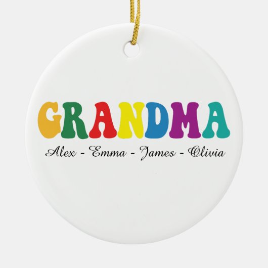 Personalized Grandma Gift with Grandkids’ Names セラミックオーナメント (正面)