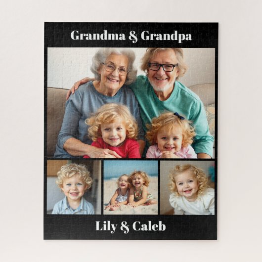 Personalized Grandma, Grandpa and Grandkids Photo ジグソーパズル (縦)