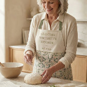 Personalized Grandma Kitchen Gift Botanical Green エプロン