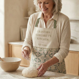 Personalized Grandma Kitchen Gift Botanical Green エプロン