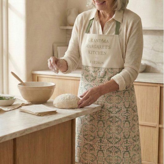Personalized Grandma Kitchen Gift Botanical Green エプロン