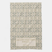 Personalized Grandma Kitchen Gift Botanical Green キッチンタオル (縦)