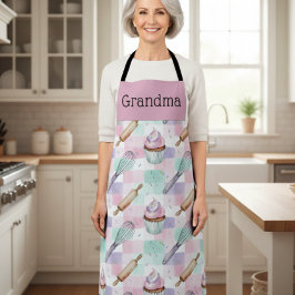 Personalized Grandma Nana Pastel Cupcake Crew エプロン