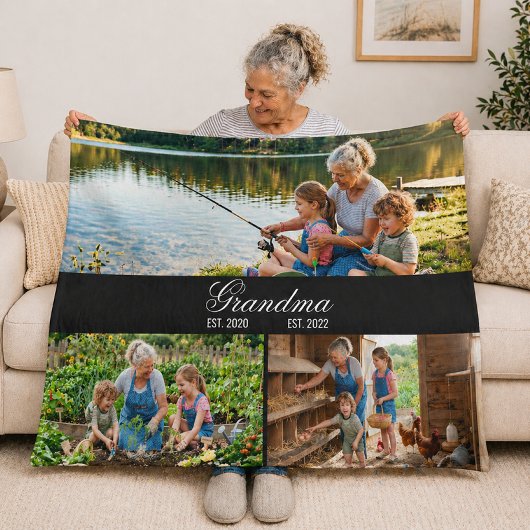 Personalized Grandma Photo Collage Blanket フリースブランケット
