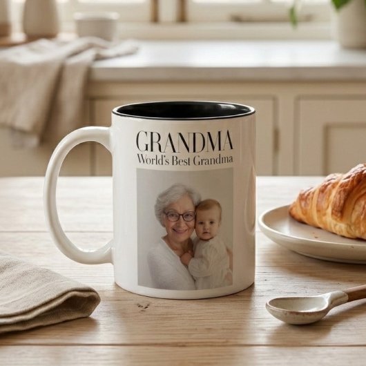 Personalized Grandma Photo | World’s Best Grandma ツートーンマグカップ