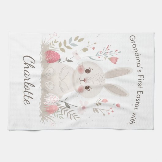 Personalized Grandma’s First Easter Kitchen Towel キッチンタオル (横)