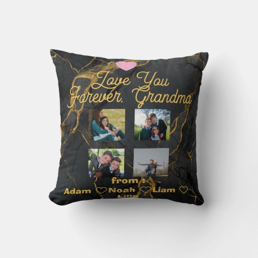 Personalized Grandma with Kids Throw Pillow 2026 クッション (正面)