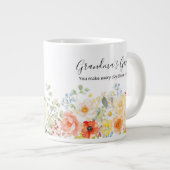 Personalized Grandma's Flower Garden Sunny Floral  ジャンボコーヒーマグカップ (正面右)