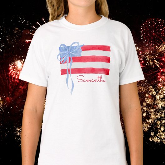 Personalized Grandmillennial Patriotic Bow Flag  Tシャツ