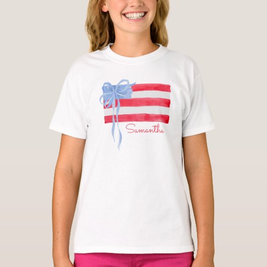 Personalized Grandmillennial Patriotic Bow Flag  Tシャツ (正面)