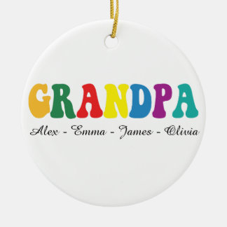 Personalized Grandpa Gift with Grandkids’ Names セラミックオーナメント